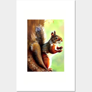 SQUIRREL ENJOYING AN AUTUMN EVENING Posters and Art